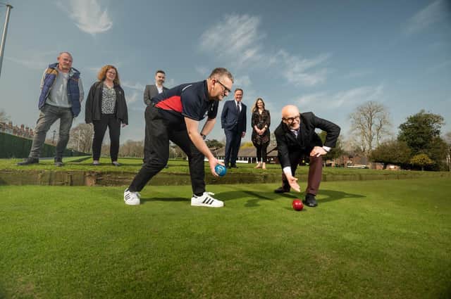 Victoria Park in Leamington – front left to right: Alistair Hollis, head of sport development and B2022 team leader and Matt Western, MP for Warwick and Leamington. Back left to right: Warwick District Council officers Simon Richardson (Green Spaces Officer) and Ann Hill (Sports and Leisure Manager), Darren Tosh, Digital and Marketing manager for Shakespeare’s England; Andrew Day, Leader of Warwick District Council and Sian Smith, Content and Digital Executive at Shakespeare’s England.
Photo by Jamie Gray
