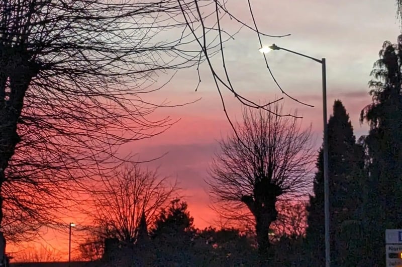 The beautiful sunset over the Rugby area on Sunday February 5, taken by Beata Bojaronus