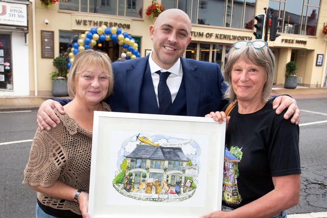 The opening of the Dictum of Kenilworth: left to right show Diane Shores, pub manager Tom Clarke, and Michelle Williams. Photo supplied