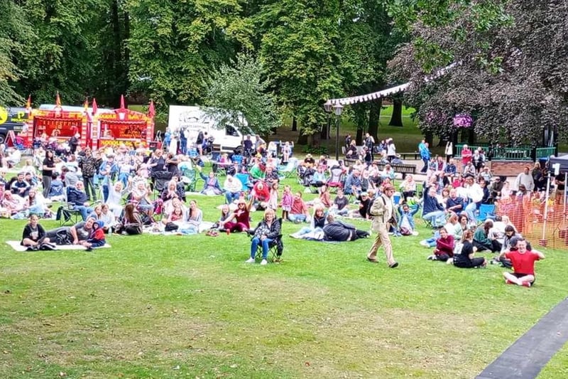 Crowds gather for Rugby Music Festival.