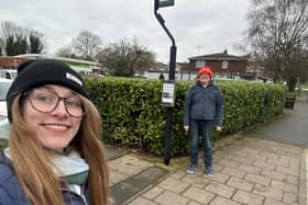 Cllr Cora-Laine Moynihan and Cllr Simon Pargeter at the Reardon Court bus stop. Photo supplied