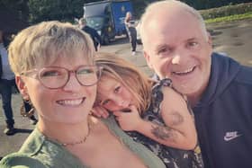 DJ Chris Moyles at The Barn with Sarah and daughter Bayley.