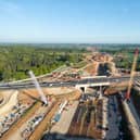 A46 Kenilworth Bypass reopens early after HS2 completes UK’s heaviest bridge slide. Credit: HS2