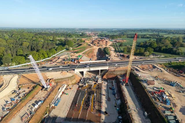 A46 Kenilworth Bypass reopens early after HS2 completes UK’s heaviest bridge slide. Credit: HS2