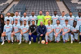 Rugby Town's class of 2022/23 have secured promotion to Step 4. Picture by Martin Pulley