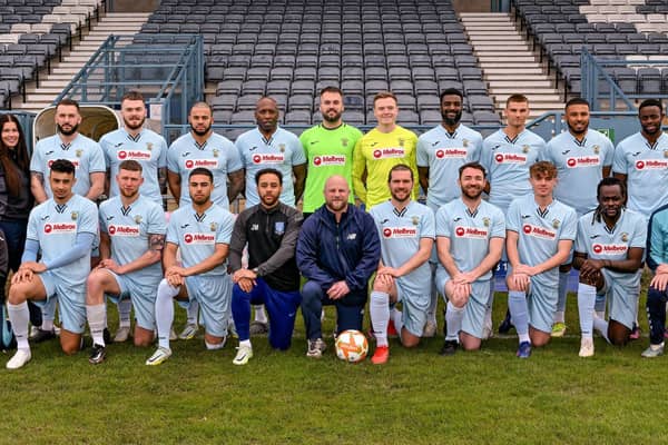 Rugby Town's class of 2022/23 have secured promotion to Step 4. Picture by Martin Pulley