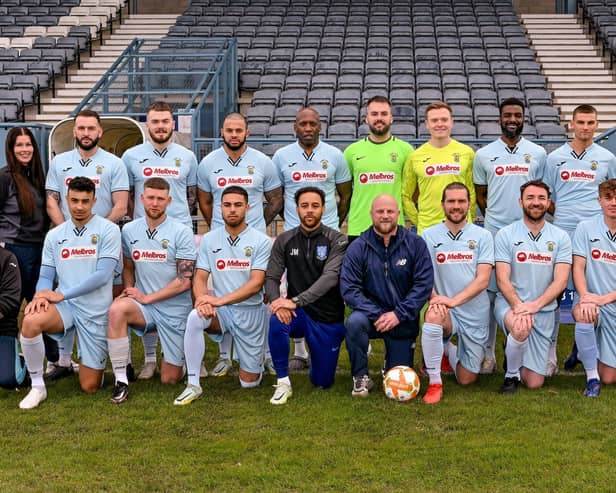 Rugby Town's class of 2022/23 have secured promotion to Step 4. Picture by Martin Pulley