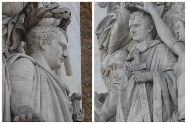 Emperor Napoleon wearing the laurel crown of victory (detail from the Arc de Triomphe)