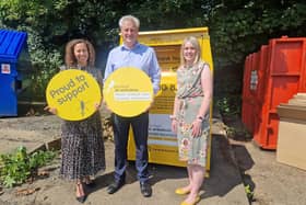 The team at Ashorne Hill recently chose to support the Warwickshire & Northamptonshire Air Ambulance by hosting one of its textile recycling banks on-site, to help raise the vital funds needed for each mission the service undertakes. Photo supplied
