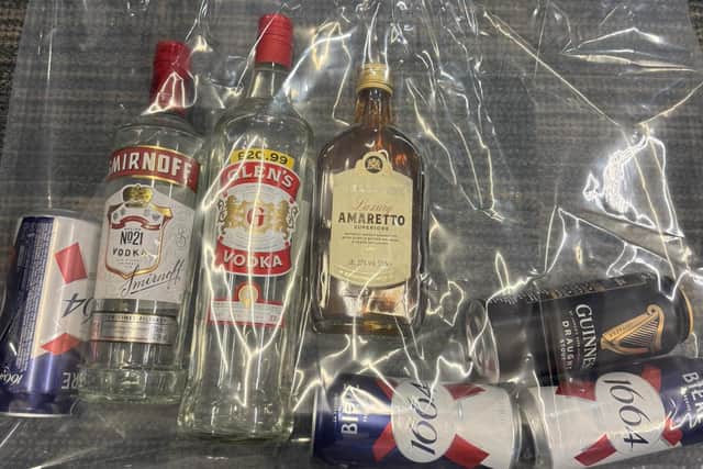 The alcohol confiscated from the group of youths by Leamington Police officers. Picture supplied by Leamington Police.