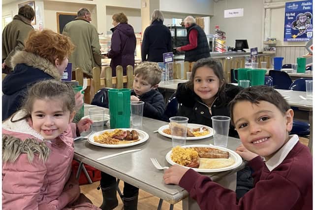 Children aged five to six from Ferncumbe Church of England School in Hatton enjoyed a full English breakfast at Hatton Adventure World. Photo supplied