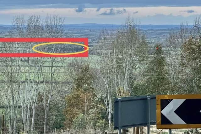 A picture of the site of the proposed biodigester with the built area highlighted