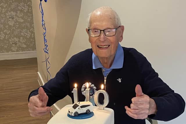 John Farringdon with his birthday cake. Picture supplied.