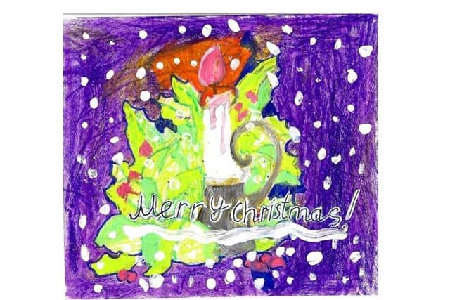 The winning design by seven-year-old Valeria Wilkinson which features on the front of Mark’s Christmas card