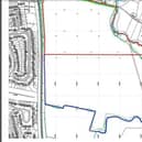 The outline of the site south of Chesterton Gardens in Leamington where AC LLoyd wants to build 185 houses.