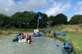 Students have fun on the water.