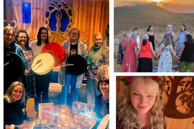 Borrom right: High Priestess Joanne Gillibrand runs Tree of Light in Rugby. Here she is pictured with the women who are part of the coven.