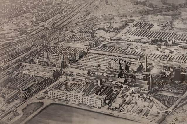 Hive of industry - an aerial photograph of the British Thomson-Houston works taken in 1947.