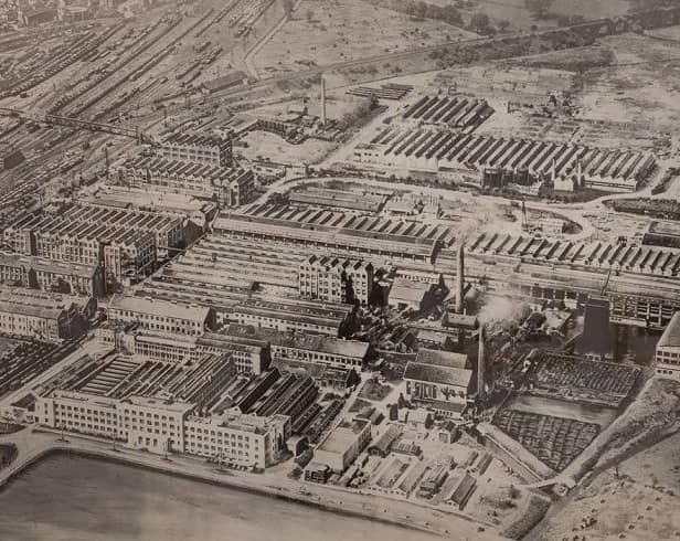Hive of industry - an aerial photograph of the British Thomson-Houston works taken in 1947.