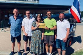 Vickie Morris collecting her golden ticket. From left to right: Nigel Palmer, George Palmer, Vickie Morris, Magic of Thailand’s Daniel Biggs and Steve Gallimore. Photo supplied