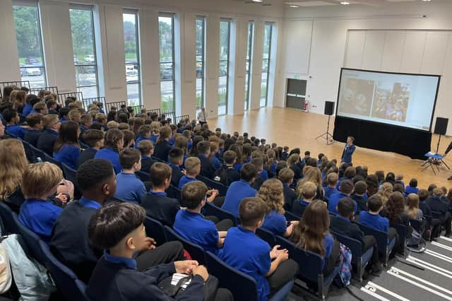 New year 7 pupils were welcomed by staff at the first assembly at the new Kenilworth School & Sixth Form today. Picture from the Kenilworth School & Sixth Form Facebook page.