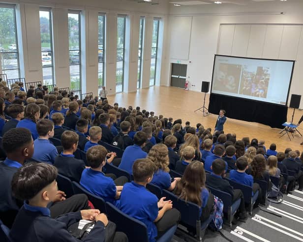 New year 7 pupils were welcomed by staff at the first assembly at the new Kenilworth School & Sixth Form today. Picture from the Kenilworth School & Sixth Form Facebook page.