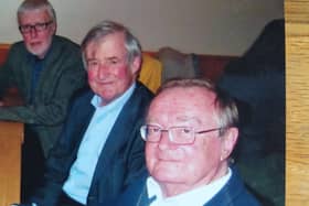 Paul Huband is on the right sitting with reunion colleagues. Picture supplied.