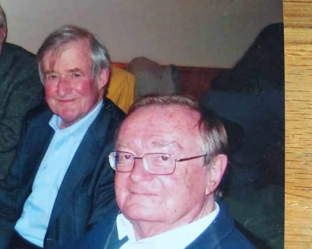 Paul Huband is on the right sitting with reunion colleagues. Picture supplied.