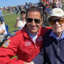 John Farringdon with Graeme Muscat the ‘Red 10’ Red Arrows Team Supervisor at the West Midlands Air Festival.