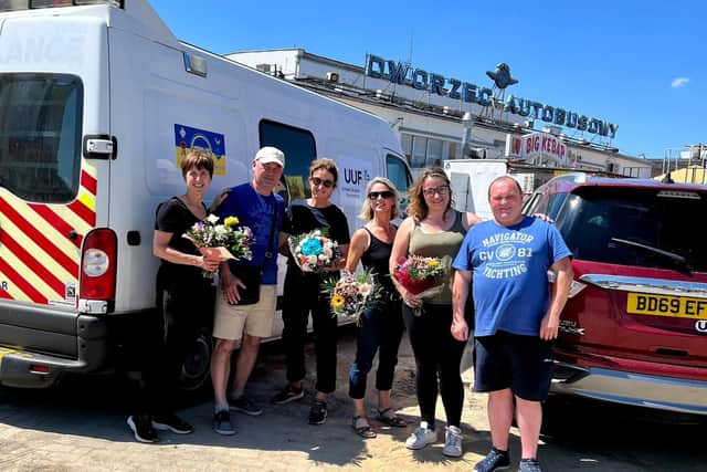 A former NHS ambulance purchased by Ambulance Aid and an SUV donated by IM Group were delivered to the Polish Ukraine border this week. Photo supplied