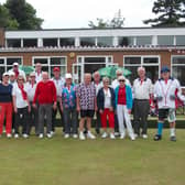 The Platinum Jubileee teams in their red, white and blue ready for Bilton Bowling Club's gala