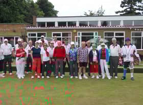 The Platinum Jubileee teams in their red, white and blue ready for Bilton Bowling Club's gala