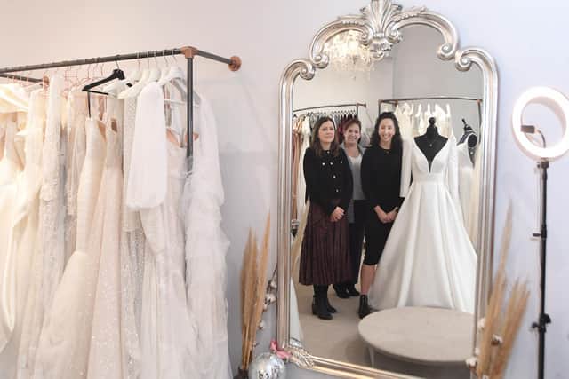 From left: Rebecca Corr, Warwickshire County Council, Saffron Medway, Business Advisor at Coventry and Warwickshire Chamber of Commerce, and Becky Lavelle, owner of Lavelle Bridal Couture.