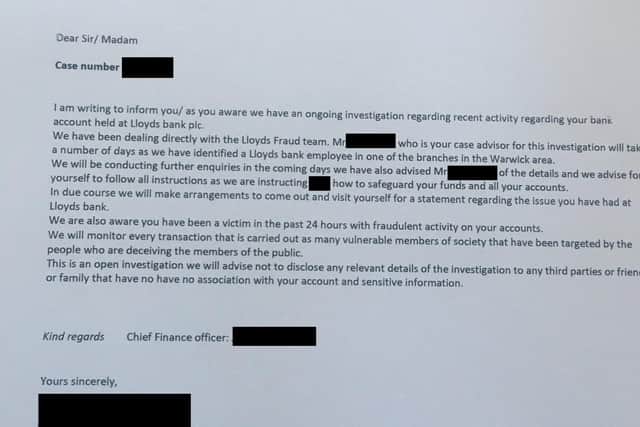 This letter was sent to a woman in Warwickshire last week.