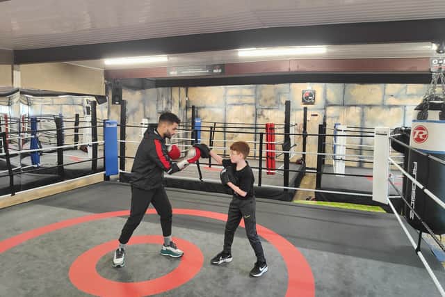 Charlie Canavan training with Leamington boxer Danny Quartermaine at Cleary's Boxing Gym.