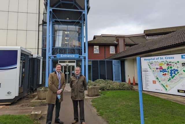 Andy Hardy, left, with Rugby MP Mark Pawsey.