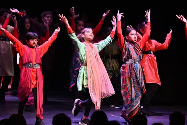 Children taking part in the celebratory event at the Stratford Playhouse during Shakespeare Week 2024.