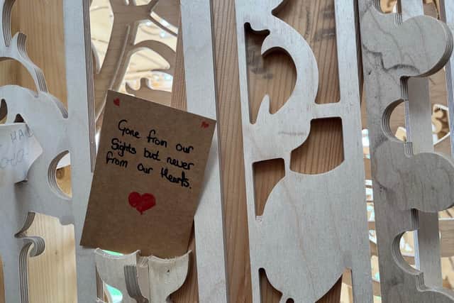 All kinds of messages have been added to Sanctuary, some on pieces of paper, on offcuts - or event written directly onto the structure