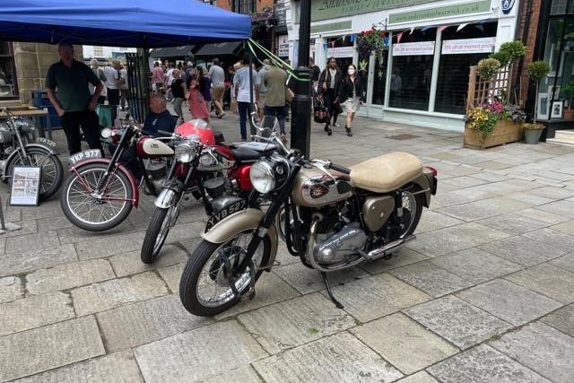 Vintage bikes on display.