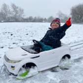 Alfie Pick, aged 4, enjoys a snow day.