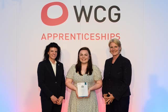 Angela Joyce, Megan Lewis (Outstanding Apprentice for Engineering) and Louise Bennett. Photo supplied