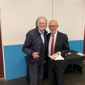 Harry Potter and Game if Thrones actor David Bradley with Warwick and Leamington MP Matt Western at the Macmillan coffee morning. Picture supplied.