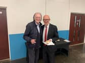 Harry Potter and Game if Thrones actor David Bradley with Warwick and Leamington MP Matt Western at the Macmillan coffee morning. Picture supplied.