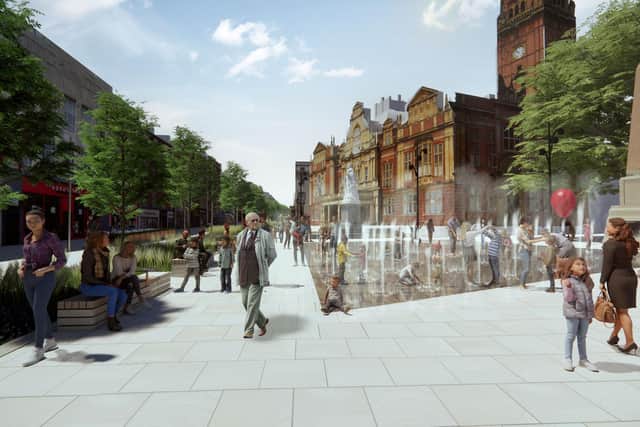 A computer generated image of how the town square outside Leamington Town Hall could look. Picture supplied.