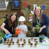 From left, Bellway sales advisor Patricia Aaron, with a pupil from Lighthorne Heath Primary School, and Lighthorne Heath community champion Emma Hills at the school’s summer event supported by Bellway. Photo supplied