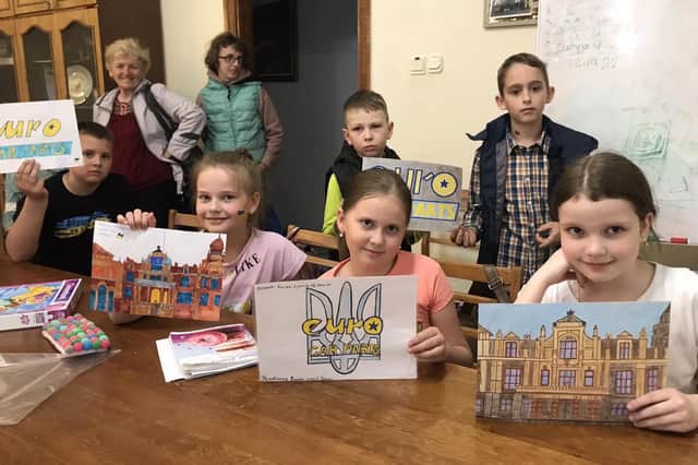 Ukrainian children have created art work which will be sent to the Leamington Polish Centre as a thank you for its ongoing aid appeal. Picture submitted.