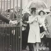 The Queen and Prince Philip at the Queen Elizabeth Gates.