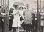 The Queen and Prince Philip at the Queen Elizabeth Gates.