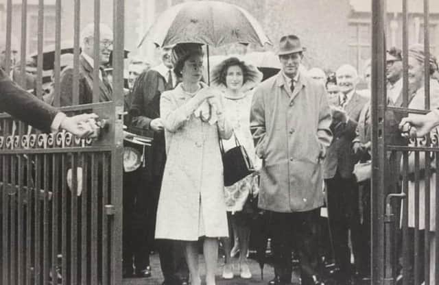 The Queen and Prince Philip at the Queen Elizabeth Gates.