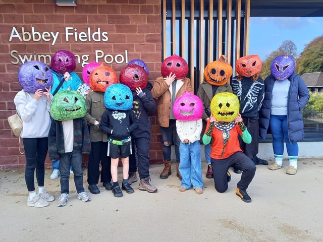 Some of the group outside the Abbey Fields Swimming Pool.